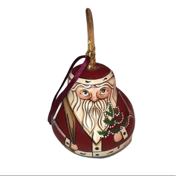 VINTAGE HAND PAINTED SANTA CLAUS CHRISTMAS GOURD - Picture 1 of 4
